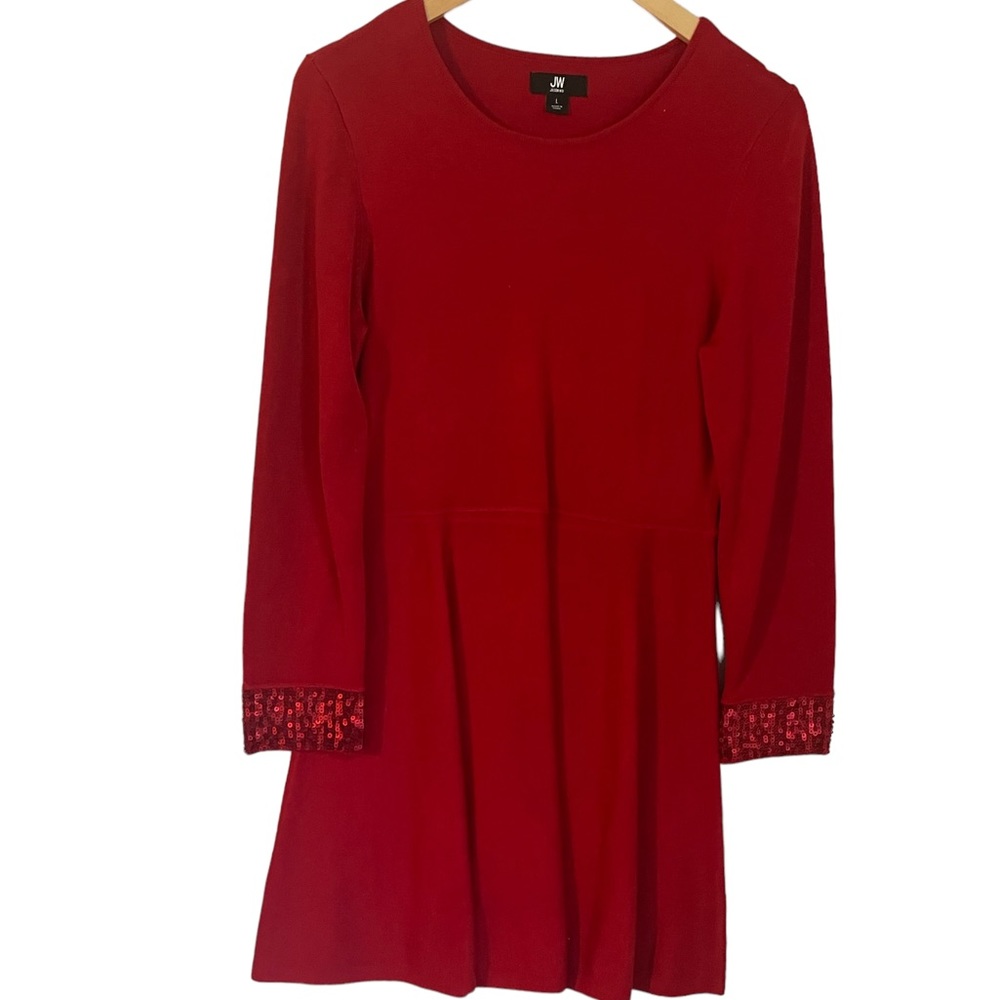 JW long sleeve dress red size large